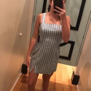 blue and white striped tight dress
